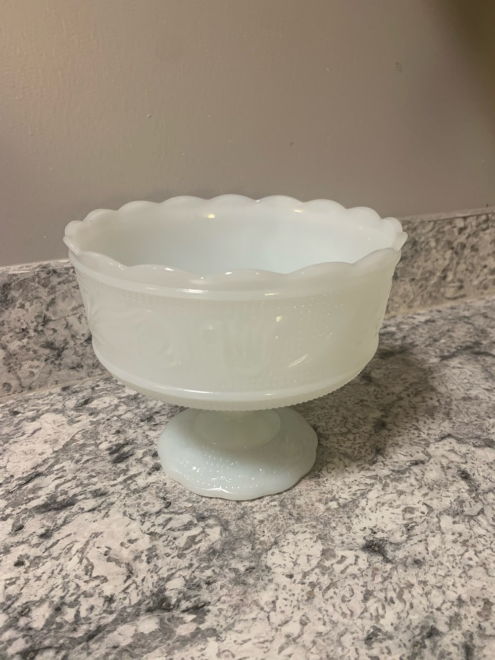 E.O. Brody Co. Vintage White Milk Glass Pedestal Compote Bowl